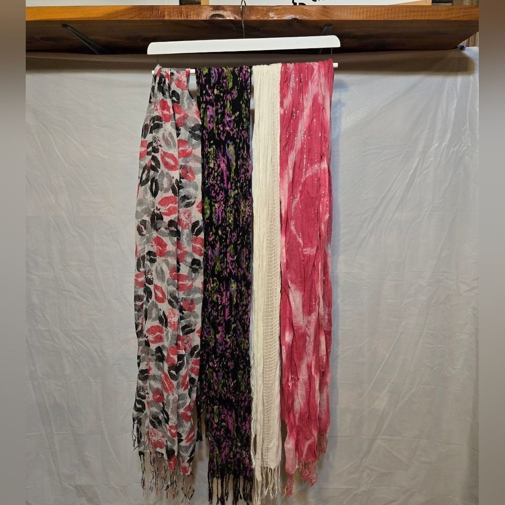 Set of Four Colorful Patterned Scarves
